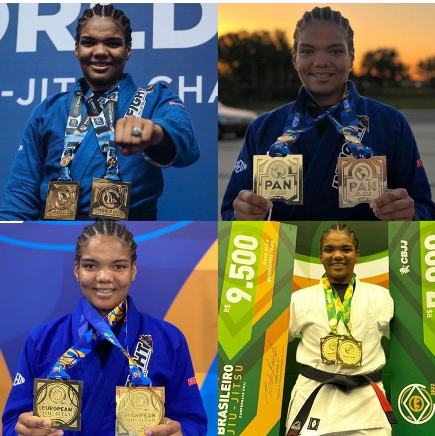 Jovem brasileira se torna primeira atleta da história a ganhar tríade mundial no Jiu Jitsu